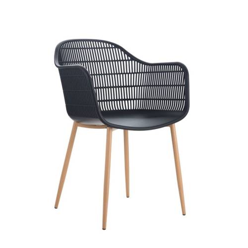 BERRY Πολυθρόνα Μέταλλο Βαφή Φυσικό, PP-UV Μαύρο Ε-00020421 ΕΜ155,1