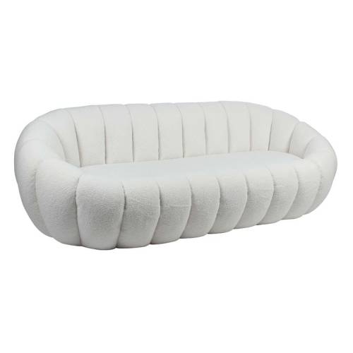 BEVERLY Καναπές 3θ - Σαλονιού - Καθιστικού, Teddy Ύφασμα Άσπρο Ε-00025496 Ε7162,1