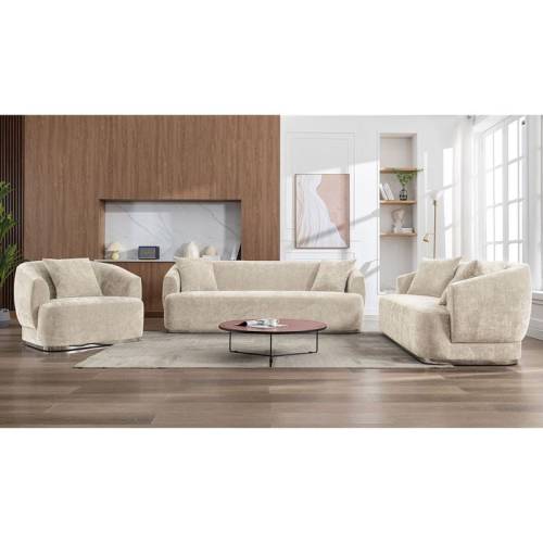 CARACAS Set Σαλόνι - Καθιστικό Πολυθρόνα-2Θέσιος-3Θέσιος, Ύφασμα Μπεζ Ε-00025505 Ε9425,S1