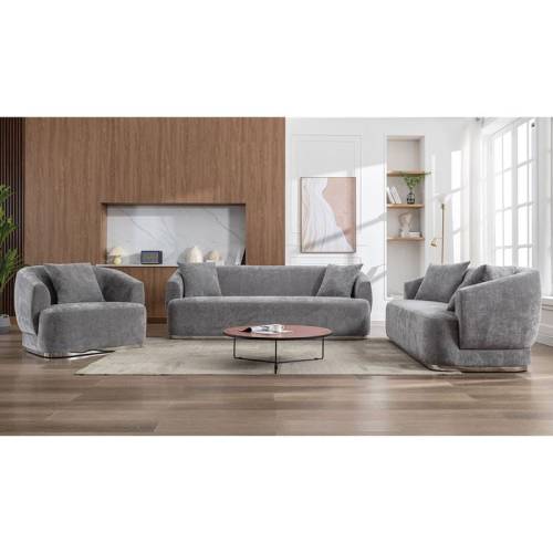 CARACAS Set Σαλόνι - Καθιστικό Πολυθρόνα-2Θέσιος-3Θέσιος, Ύφασμα Γκρι Ε-00025506 Ε9425,S2