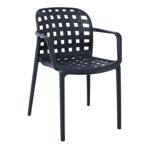 DENON Πολυθρόνα Στοιβαζόμενη PP-UV Ανθρακί Ε-00020364 Ε376,2