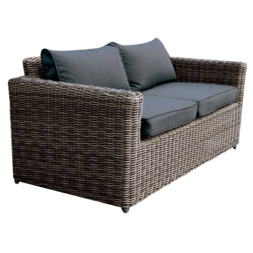 ARIZONA 2Θέσιος Καναπές Κήπου ALU, 4mm Half-Round Wicker Grey Brown, Μαξιλάρια Ανθρακί Ε-00012828 Ε6734,2