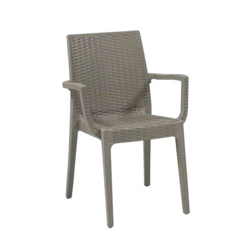 DAFNE Πολυθρόνα Τραπεζαρίας Κήπου Στοιβαζόμενη, PP Rattan Look UV Protection, Tortora Ε-00015123 Ε329,4