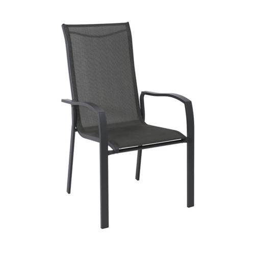 VERONA Dining Πολυθρόνα Κήπου - Βεράντας, Μέταλλο Βαφή Ανθρακί, Textilene Γκρι Ε-00016310 Ε273