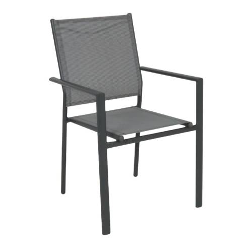 LANSON Πολυθρόνα Κήπου Βεράντας, Μέταλλο Βαφή Ανθρακί Textilene Grey Ε-00017955 Ε6765,1