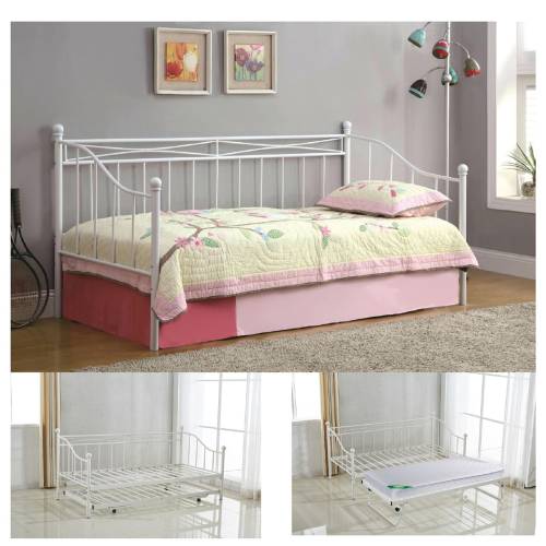 MARIN Daybed Κρεβάτι (90x190) + Βοηθητικό Κρεβάτι (85x185) Μέταλλο Βαφή Άσπρο Ε-00018987 Ε8043,2