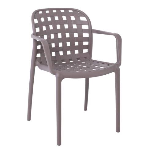 DENON Πολυθρόνα Στοιβαζόμενη PP-UV Καφέ Mocha Ε-00020365 Ε376,3