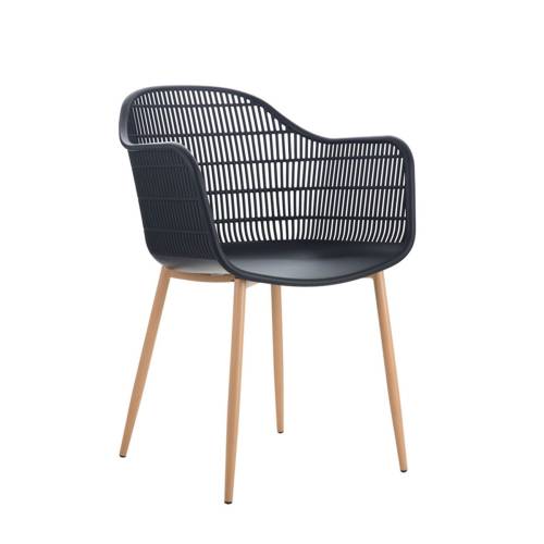 BERRY Πολυθρόνα Μέταλλο Βαφή Φυσικό, PP-UV Μαύρο Ε-00020421 ΕΜ155,1