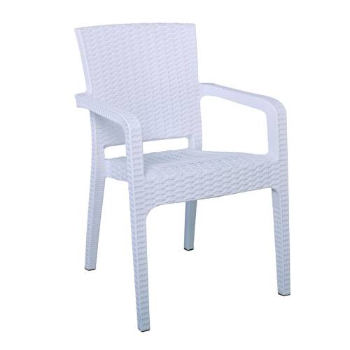 LORA Πολυθρόνα Κήπου Στοιβαζόμενη, PP (Rattan Look) Απόχρωση Άσπρο Ε-00023888 Ε303,2