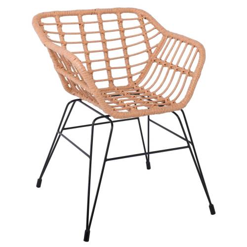 SALSA-S Πολυθρόνα Κήπου, Μέταλλο Βαφή Μαύρο, Wicker Φυσικό (χωρίς μαξιλάρι) Ε-00024051 Ε2442,1