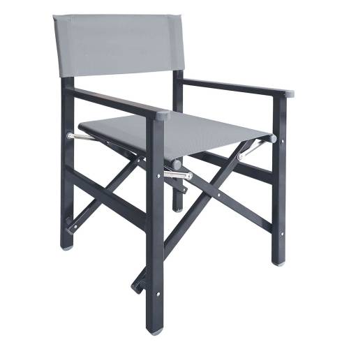 Σκηνοθέτη Πολυθρόνα, Αλουμίνιο Ανθρακί (1,2mm), Textilene Γκρι, Πτυσσόμενη(2,75kg) Ε-00024272 Ε2601,6