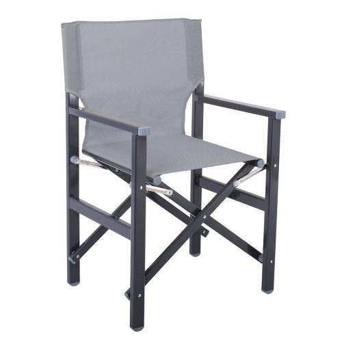 Σκηνοθέτη Πολυθρόνα, Αλουμίνιο Ανθρακί (1,2mm), Textilene Γκρι (Μονοκόμματο), Πτυσσόμενη Ε-00024645 Ε2601,6Μ