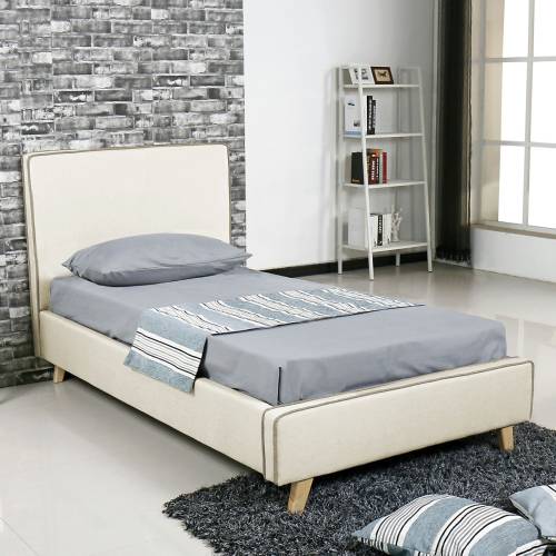 MORISSON Κρεβάτι Μονό, για Στρώμα 90x190cm, Ύφασμα Εκρού Ε-00025051 Ε8081,3