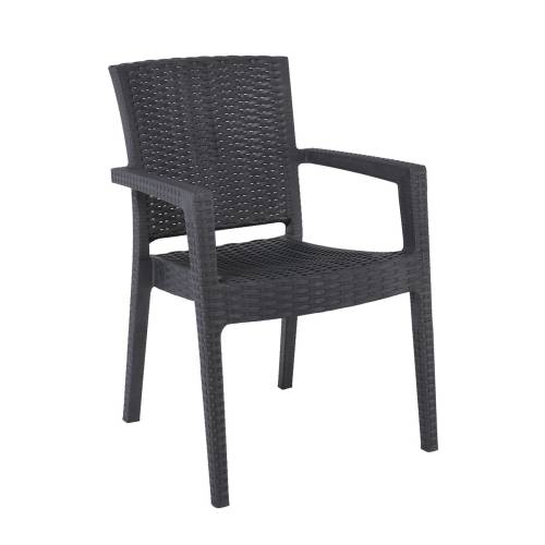 LORA-Pro Πολυθρόνα Στοιβαζόμενη, PP (Rattan Look) Απόχρωση Ανθρακί Ε-00025540 Ε303,30