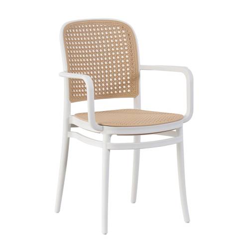 FLORENCE Πολυθρόνα PP Άσπρο, PP Rattan Μπεζ, Στοιβαζόμενη Ε-00025565 Ε387,10
