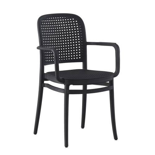 FLORENCE Πολυθρόνα PP Μαύρο, PP Rattan Μαύρο, Στοιβαζόμενη Ε-00025567 Ε387,30