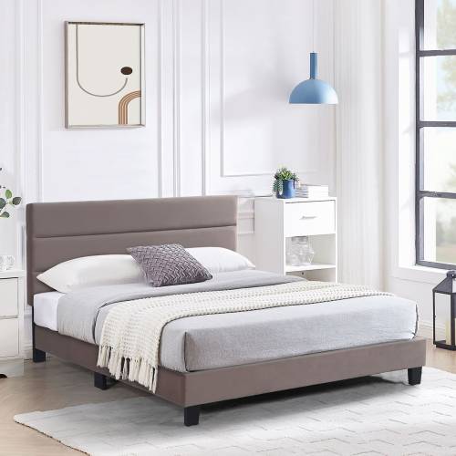 PRIMO Κρεβάτι Διπλό για Στρώμα 160x200cm, Ύφασμα Cappuccino, με Κεφαλάρι πολλαπλών θέσεων Ε-00025592 Ε8805,31