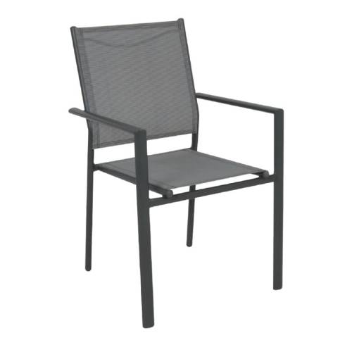 LANSON Πολυθρόνα Κήπου Βεράντας, Μέταλλο Βαφή Ανθρακί Textilene Grey Ε-00017955 Ε6765,1