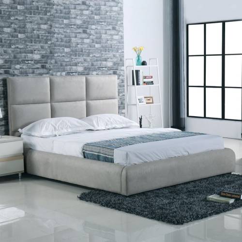 MAXIM Κρεβάτι Διπλό, για Στρώμα 160x200cm, Ύφασμα Απόχρωση Ανοιχτό Γκρι Ε-00018691 Ε8080