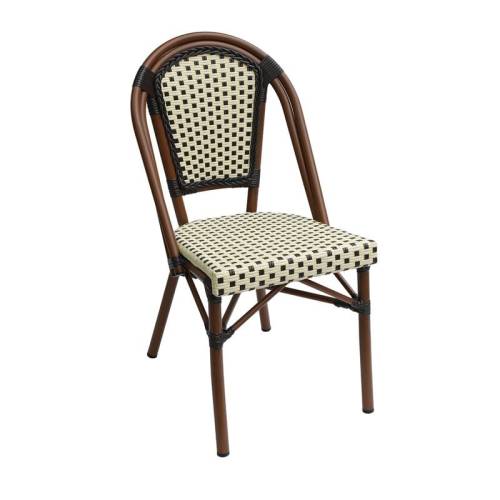 PARIS Καρέκλα Bistro Αλουμίνιο Καρυδί, Wicker Μπεζ - Καφέ, Στοιβαζόμενη Ε-00025577 Ε291,6