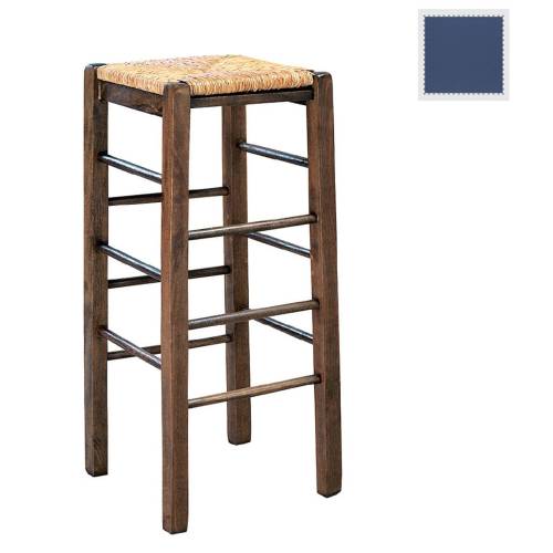 ΤΑΒΕΡΝΑΣ Σκαμπό BAR, Οξιά Εμποτισμός Ανιλίνη Μπλε, Κάθισμα Ψάθα Ρ-00007852 Ρ977,Ε3