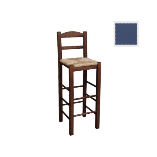 ΣΙΦΝΟΣ Σκαμπό BAR με Πλάτη, Οξιά Εμποτισμός Ανιλίνη Μπλε, Κάθισμα Ψάθα Ρ-00016221 Ρ980,Ε3