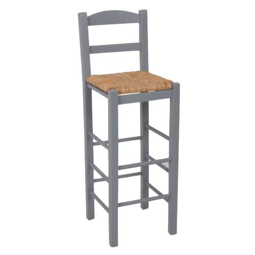 ΣΙΦΝΟΣ Σκαμπό BAR με Πλάτη, Οξιά Εμποτισμός Λάκα Γκρι, Κάθισμα Ψάθα Ρ-00019535 Ρ980,Ε10