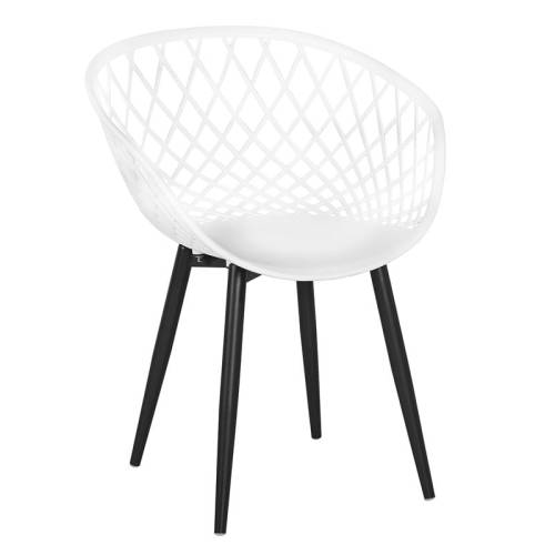 REX Πολυθρόνα Μέταλλo Βαφή Μαύρο, PP-UV Άσπρο (εκτός συσκευασίας) Ε-00024919 Ε373,1W