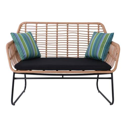 SALSA Καναπές Κήπου 2Θέσιος Μέταλλο Βαφή Μαύρο, Wicker Φυσικό, Μαξιλάρι Μαύρο Ε-00024615 Ε249,1Κ