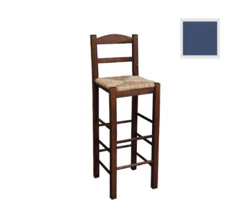 ΣΙΦΝΟΣ Σκαμπό BAR με Πλάτη, Οξιά Εμποτισμός Ανιλίνη Μπλε, Κάθισμα Ψάθα Ρ-00016221 Ρ980,Ε3