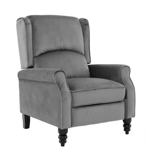 SIMPLE Relax Πολυθρόνα Μπερζέρα Σαλονιού, Καθιστικού, Ύφασμα Velure Γκρι Ε-00025498 Ε7144,2