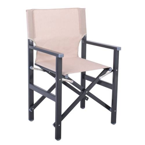 Σκηνοθέτη Πολυθρόνα, Αλουμίνιο Ανθρακί (1,2mm), Textilene Μπεζ (Μονοκόμματο), Πτυσσόμενη Ε-00024302 Ε2601,4Μ