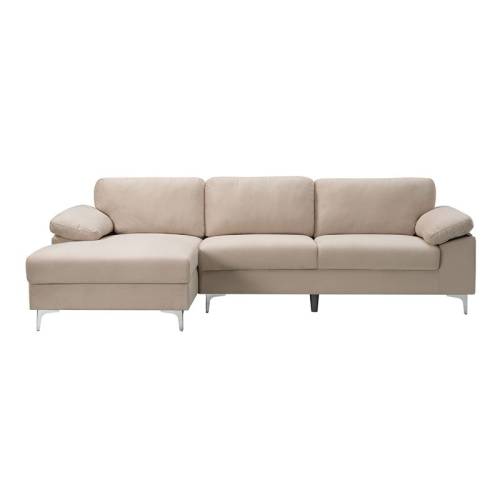 ALEX Καναπές Σαλονιού Καθιστικού Δεξιά Γωνία, Ύφασμα Μπεζ Velure Ε-00026667 Ε966,5