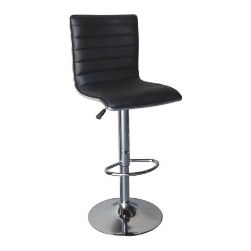 ALFI Σκαμπό BAR με Πλάτη, Βάση Χρώμιο, PU Μαύρο, Ρύθμιση Ύψους, Περιστρεφόμενο Ε-00013749 ΕΜ970