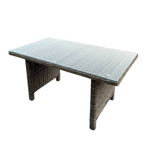 ARIZONA Τραπέζι Dining Βεράντας - Κήπου ALU, Wicker Grey Brown, Γυαλί Tempered 5mm Ε-00025964 Ε673