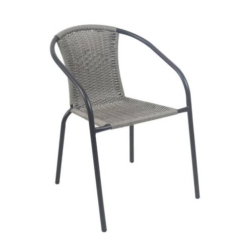 BALENO-W Πολυθρόνα Στοιβαζόμενη, Μέταλλο Βαφή Μαύρο, Wicker Mixed Grey Ε-00026376 Ε2401,20