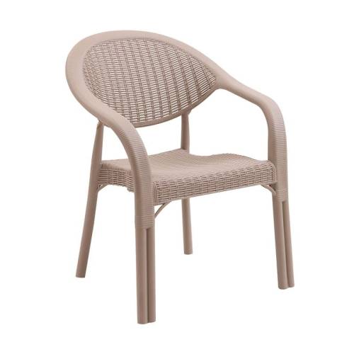 BAMBOO Pro Πολυθρόνα Κήπου - Βεράντας Στοιβαζόμενη, PP-UV (Rattan Look) Cappuccino Ε-00026742 Ε3032,1