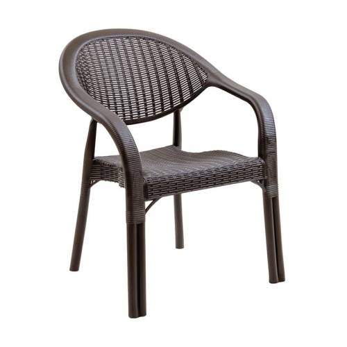 BAMBOO Pro Πολυθρόνα Κήπου - Βεράντας Στοιβαζόμενη, PP-UV (Rattan Look) Καφέ Ε-00026741 Ε3032,4