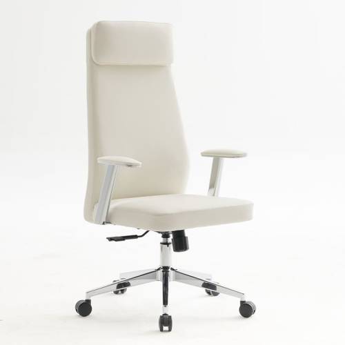 BF8800 Πολυθρόνα Γραφείου Διευθυντή, Pu Άσπρο, Βάση & Μπράτσα Χρώμιο Ε-00026003 ΕΟ612,2