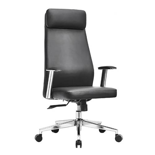 BF8800 Πολυθρόνα Γραφείου Διευθυντή, Pu Μαύρο, Βάση & Μπράτσα Χρώμιο Ε-00026002 ΕΟ612,1