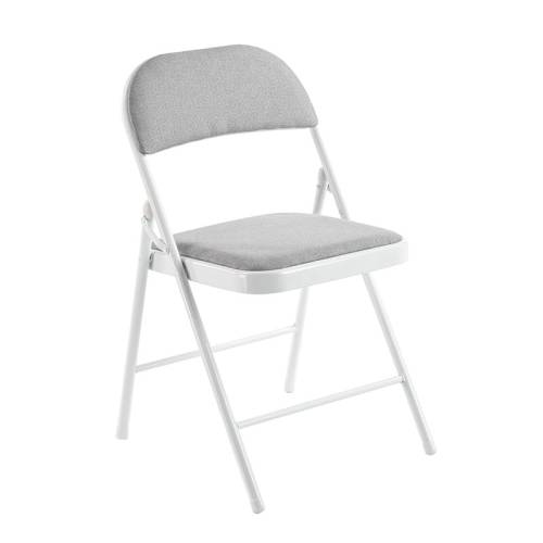 BRENDA Καρέκλα Πτυσσόμενη, Μέταλλο Βαφή Άσπρο, Ύφασμα Γκρι Ε-00025493 Ε5570,5
