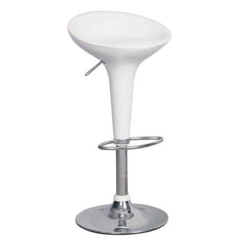 DISCO Σκαμπό BAR, Βάση Χρώμιο, ABS Άσπρο,Ρυθμιζόμενο Ύψος Περιστρεφόμενο Ε-00005349 Ε248,1