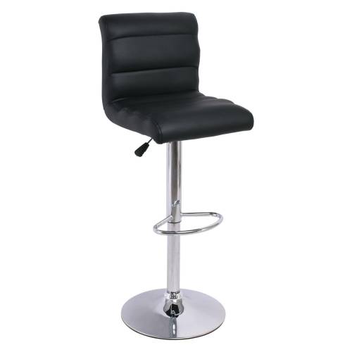 DYLAN Σκαμπό BAR με Πλάτη, Χρώμιο, Pu Μαύρο, Ρυθμιζόμενο Ύψος, Περιστρεφόμενο Ε-00012636 ΕΜ112,1