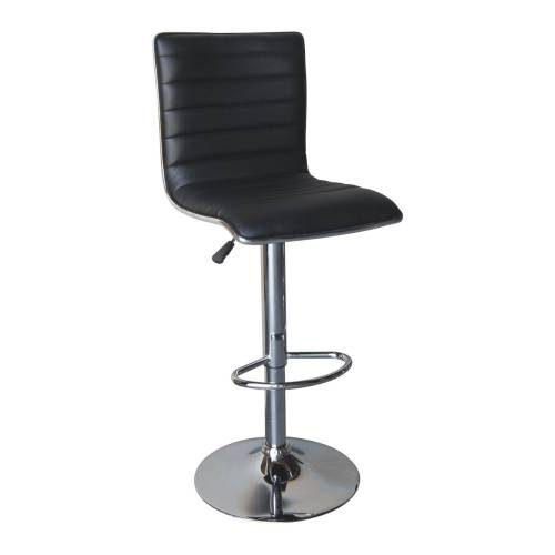 ALFI Σκαμπό BAR με Πλάτη, Βάση Χρώμιο, PU Μαύρο, Ρύθμιση Ύψους, Περιστρεφόμενο Ε-00013749 ΕΜ970