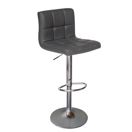 LINO Σκαμπό BAR με Πλάτη, Χρώμιο, PU Γκρι, Ρυθμιζόμενο Ύψος, Περιστρεφόμενο Ε-00017229 ΕΜ412,4