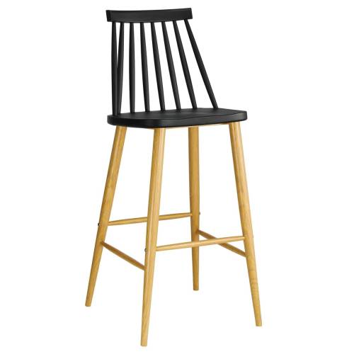 LAVIDA Σκαμπό BAR με Πλάτη, Μέταλλο Βαφή Φυσικό, PP Μαύρο Ε-00017846 ΕΜ153,2