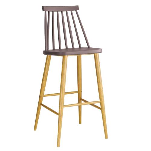 LAVIDA Σκαμπό BAR με Πλάτη, Μέταλλο Βαφή Φυσικό, PP Απόχρωση Sand Beige Ε-00017848 ΕΜ153,9