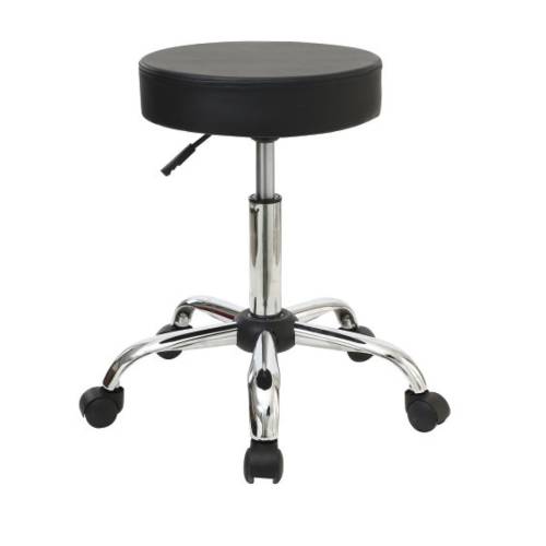 GLORY Σκαμπό, Βάση Χρώμιο, PU Μαύρο, Ρυθμιζόμενο Ύψος, Περιστρεφόμενο, Τροχήλατο Ε-00018127 ΕΜ406