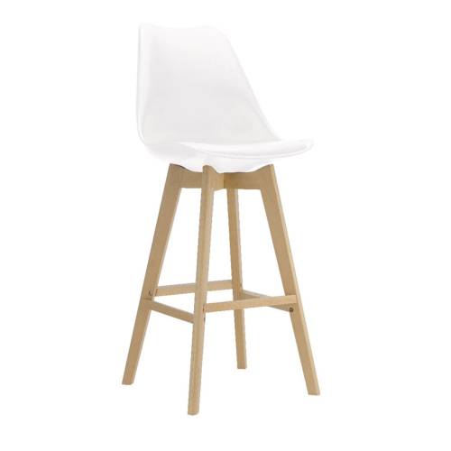 MARTIN Σκαμπό BAR Οξιά Φυσικό, PP-Pu Άσπρο, Μονταρισμένη Ταπετσαρία Ε-00019486 ΕΜ147,1