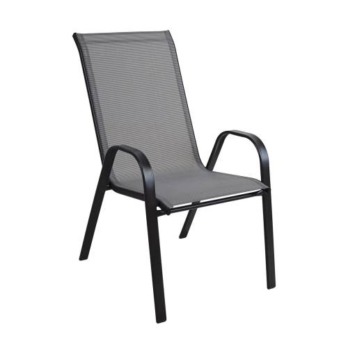RIO Πολυθρόνα Στοιβαζόμενη Κήπου, Μέταλλο Βαφή Μαύρο, Textilene Γκρι (4,20kg) Ε-00019931 Ε270,4